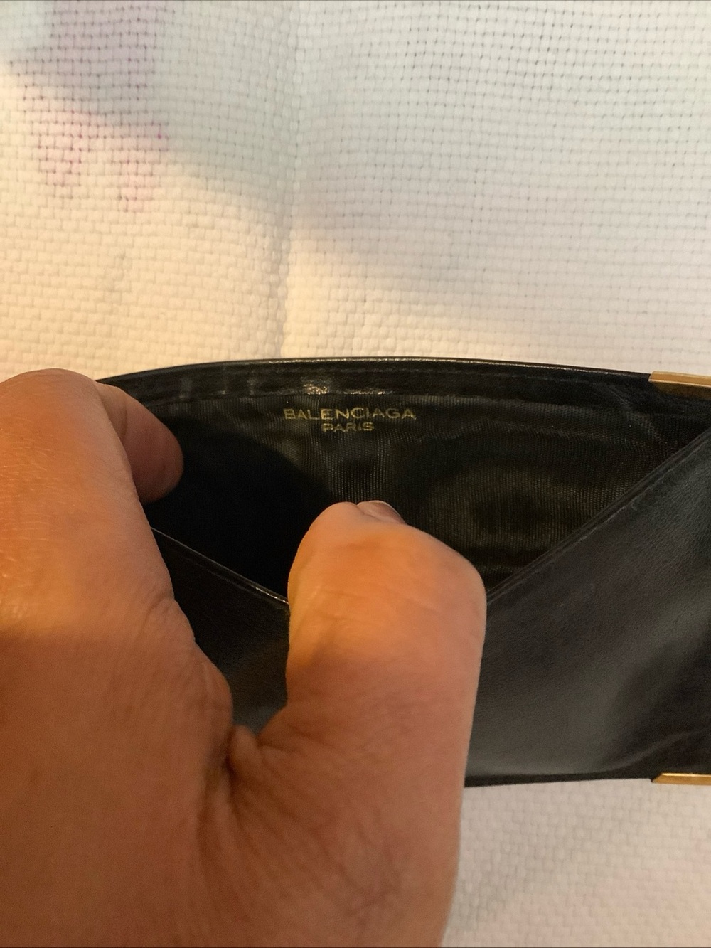 Vintage Balenciaga Paris Black Leather Notepad Holder BB Logo Gold Corners - Picture 6 of 11